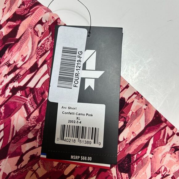 FourLaps NWT Arc Confetti Camo Pink High Rise Bike Workout Shorts Size XL - Picture 7 of 12
